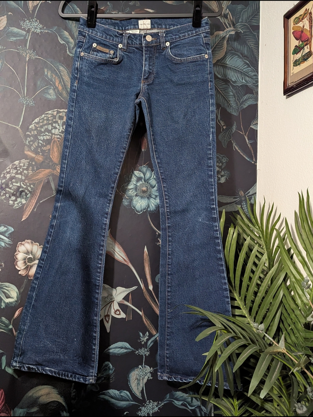 Y2K Calvin Klein Low Rise Flare Jeans Dark Wash Denim Size 1 XS 27
